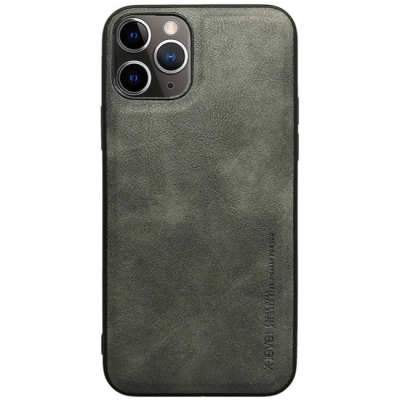 Чехол iPhone 11 Pro Накладка Кожзам X-Level Earl Series (iPhone 11 Pro Накладка Серый)