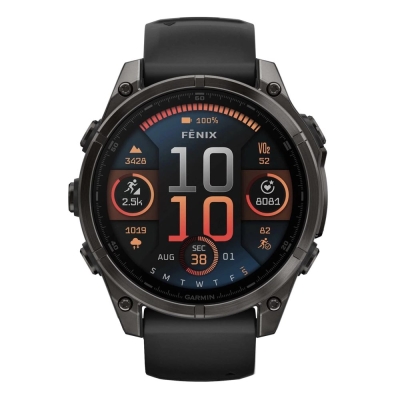 Garmin Fenix 8 47mm Amoled Sapphire, Титановый корпус, Черный силиконовый ремешок (Часы Garmin Черный)
