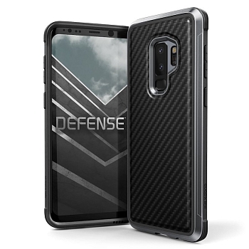 Чехол Samsung S9+ Накладка X-Doria Defense Lux Black Carbon