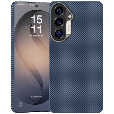 Кевларовый чехол Benks ArmorTint для Samsung S26+ (MagSafe) (Накладка Черно-Синий Карбон)