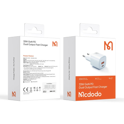 Сетевое ЗУ Mcdodo CH-015, 33 ватта, 2 выхода: USB-A, USB-C (Сетевое ЗУ Mcdodo Черный)