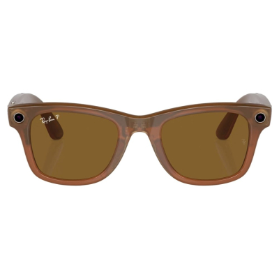 Умные очки Ray-Ban Wayfarer, карамельная оправа, Поляризационные: Коричневые линзы, M (Очки Ray-Ban Коричневый)