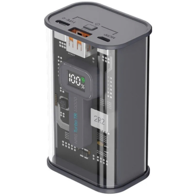 Внешний аккумулятор Deppa NRG Turbo Crystal 10000 mAh 22.5 ватт (Внешний аккумулятор Deppa Прозрачный Черный)