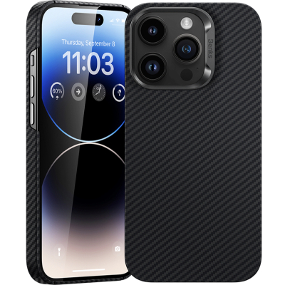 Кевларовый чехол Benks ArmorAir для iPhone 14 Pro (MagSafe) (Накладка Черный Карбон)