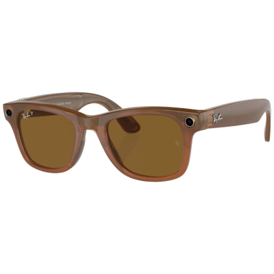 Умные очки Ray-Ban Wayfarer, карамельная оправа, Поляризационные: Коричневые линзы, L