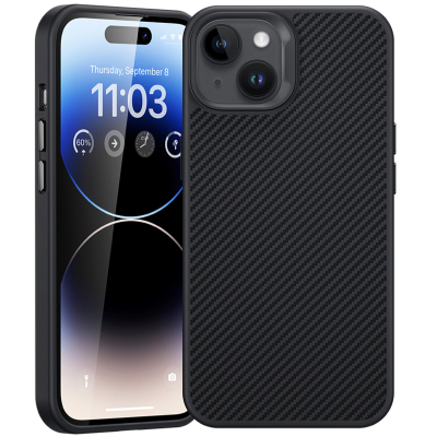 Кевларовый чехол Benks ArmorPro для iPhone 14 (MagSafe) (Накладка Черный Карбон)