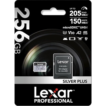 Флеш карта Micro SDXC Lexar Professional Silver Plus 256 Gb