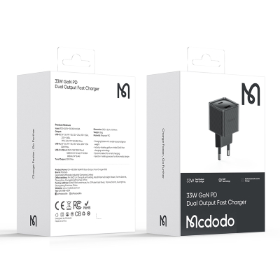 Сетевое ЗУ Mcdodo CH-415, 33 ватта, 2 выхода: USB-A, USB-C (Сетевое ЗУ Mcdodo Голубой)