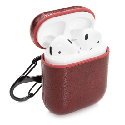 Чехол кожаный для наушников Apple AirPods (Чехол кожзам для наушников AirPods Красный)