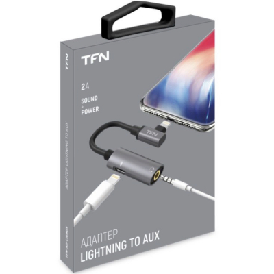 Адаптер TFN Lightning/выход 3,5 мм/Lightning для наушников (Адаптер TFN Темно-Серый)