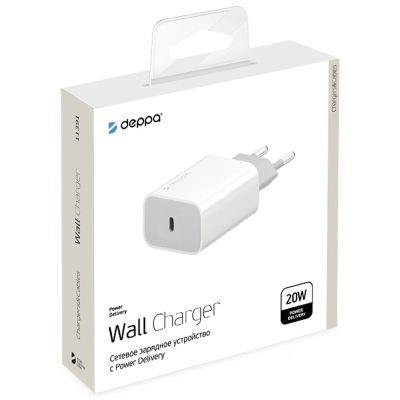 Сетевое ЗУ Deppa 11391, 20 ватт, 1 выход: USB-C (Сетевое ЗУ Deppa Белый)