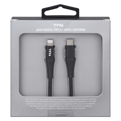 Кабель USB-C to Lightning TFN 1м (Плетеный) (Кабель TFN Черный)