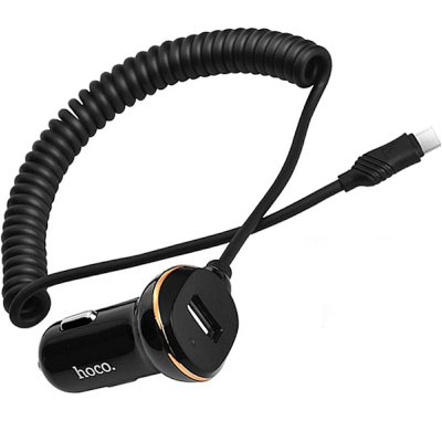 Автомобильное ЗУ с кабелем Micro USB + USB Выход Hoco Z14 (Автомобильное ЗУ Hoco Черный)