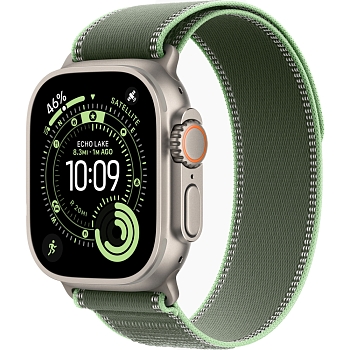 Apple Watch Ultra 3 (49mm) Натуральный титан, Trail Loop, Зелёный (без RuStore)