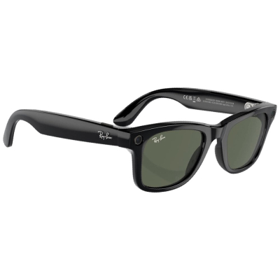 Умные очки Ray-Ban Wayfarer, черная глянцевая оправа, Зелёные линзы, M (Очки Ray-Ban Черный)