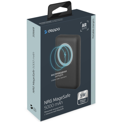Внешний аккумулятор Deppa NRG 5000 mAh (с функцией MagSafe) (Внешний аккумулятор Deppa Черный)