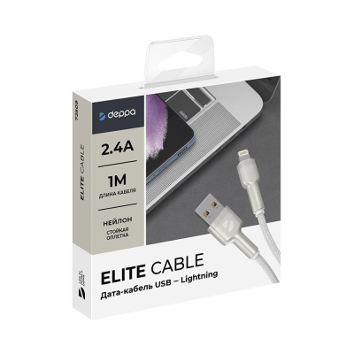 Кабель Deppa 72509, USB-C → Lightning, длина 1 м  (Кабель Deppa Белый)