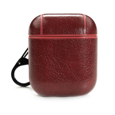 Чехол кожаный для наушников Apple AirPods (Чехол кожзам для наушников AirPods Красный)