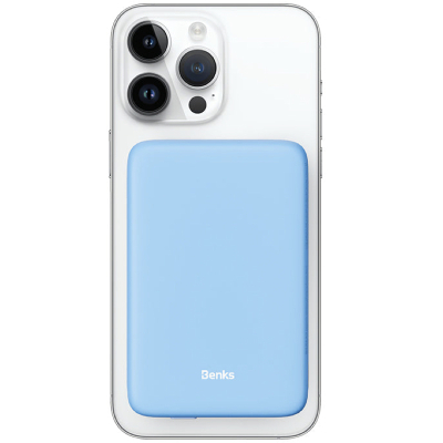 Беспроводной Power Bank Benks MP07, 10.000 мАч, MagSafe (Внешний аккумулятор Benks Голубой)
