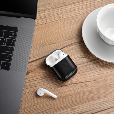 Чехол кожаный для наушников Apple AirPods iCarer (Чехол кожа для наушников AirPods iCarer Черный)
