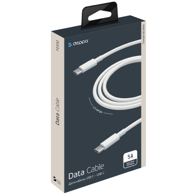 Кабель USB-C to USB-C Deppa 1.5 м (Кабель Deppa Белый)