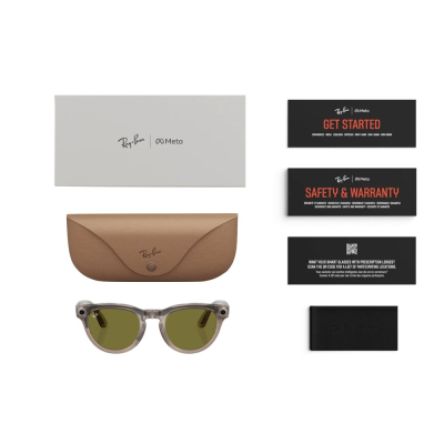 Умные очки Ray-Ban Headliner, каменная оправа, Фотохром: Прозрачные - Тёмно‑Зелёные (Очки Ray-Ban Серый)