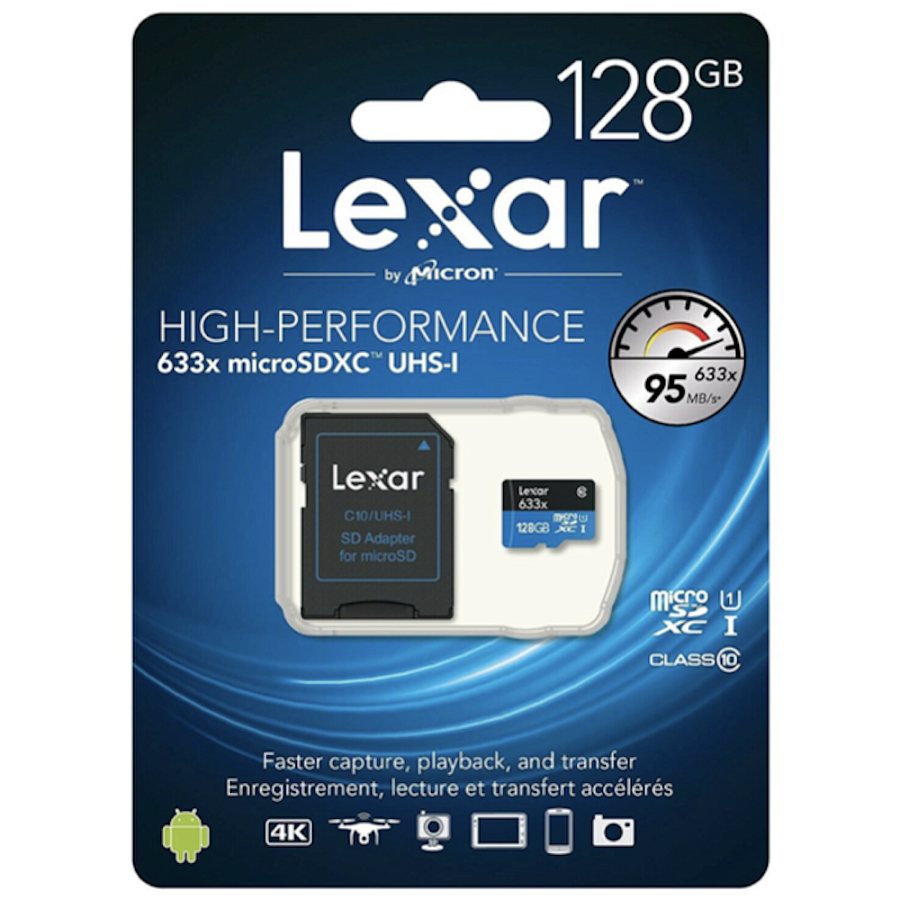Флешка Lexar High-Performance, Micro SDXC, 128 ГБ