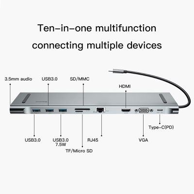 Многопортовый адаптер Baseus Enjoyment Series USB-C (Baseus Серебристый CATSX-F0G)