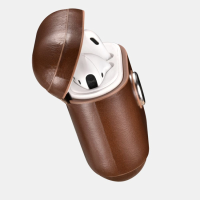 Чехол кожаный для наушников Apple AirPods iCarer (спиннер) (AirPods iCarer Коричневый)