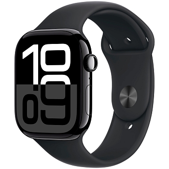 Apple Watch Series 10 (46mm) Алюминиевый корпус, Черный глянец, Sport Band