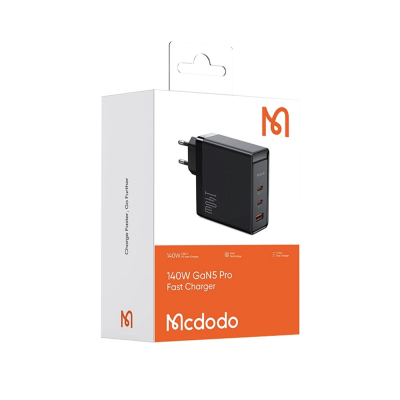 Сетевое ЗУ Mcdodo CH-291, 140 ватт, 3 выхода: USB-A, USB-C (2шт) + Кабель USB-C → USB-C, длина 2 м (Сетевое ЗУ + кабель Mcdodo Черный)