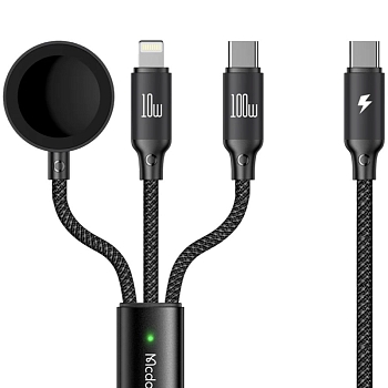 Кабель Mcdodo USB-C to USB-C + Lightning + Apple Watch Charging Cable 100W 1.2 м (Плетеный)